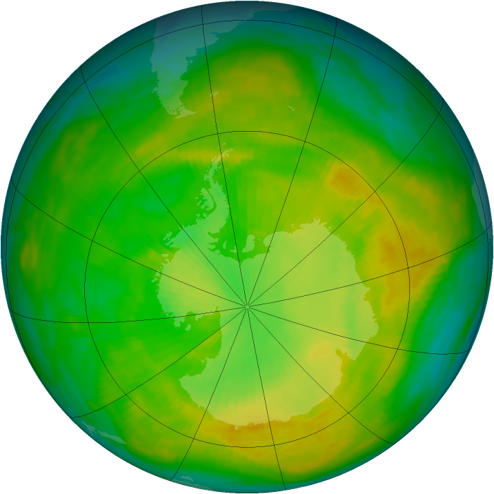Antarctic ozone map for 07 December 1980